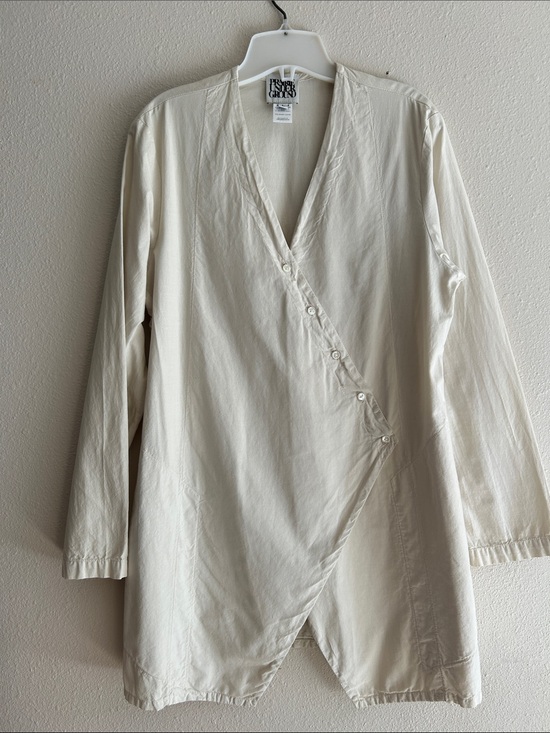 praire underground Jackets & Blazers - Prairie Underground Cream Wrap-Style Long Sleeve Shirt Jacket
